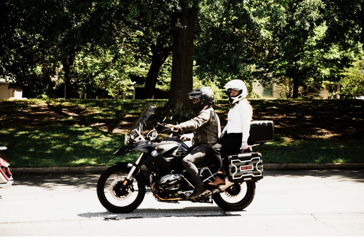 Lawrence and Annie at the 2025 Distinguished Gentleman's Ride on the BMW 1200 GS